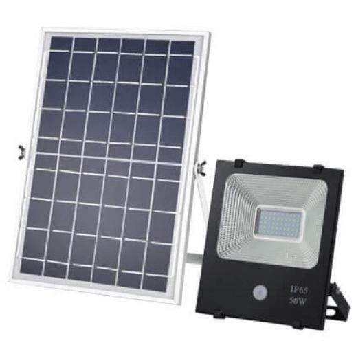 Refletor Led Slim Solar Com Placa E Sensor 6000K 50W 